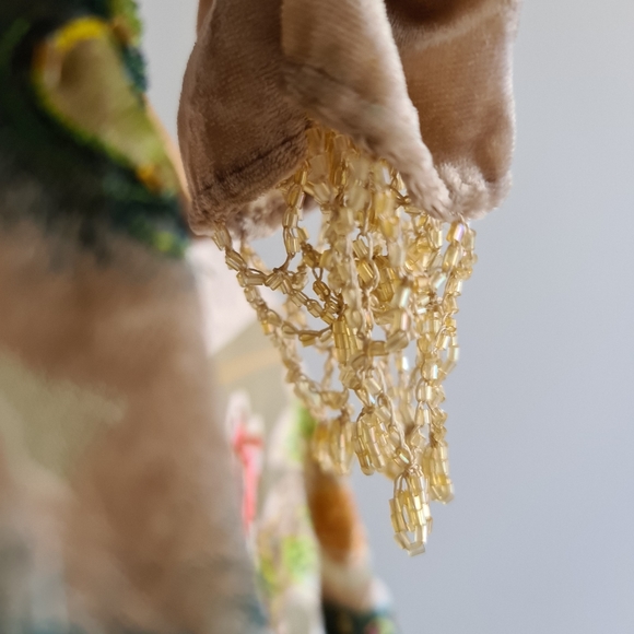 πVelvet Beaded Cape Sleeve Top Cardigan Shawl Peacock - Picture 5 of 5